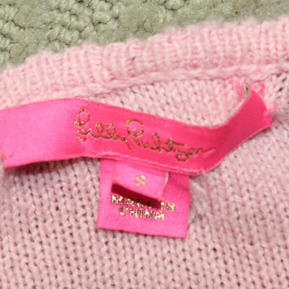 Lilly Pulitzer Kippa Sweater Small Pom Pom Embellished Puff Sleeve Pink Blossom - Picture 6 of 7